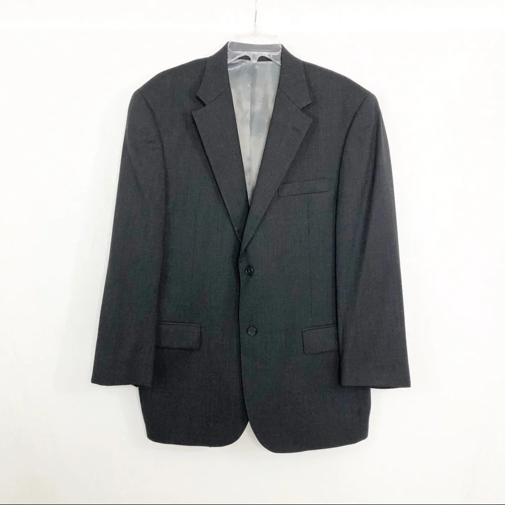 Andrew Fezza Worsted Wool Suit Blazer Sports Coat, Size 42R, Charcoal
